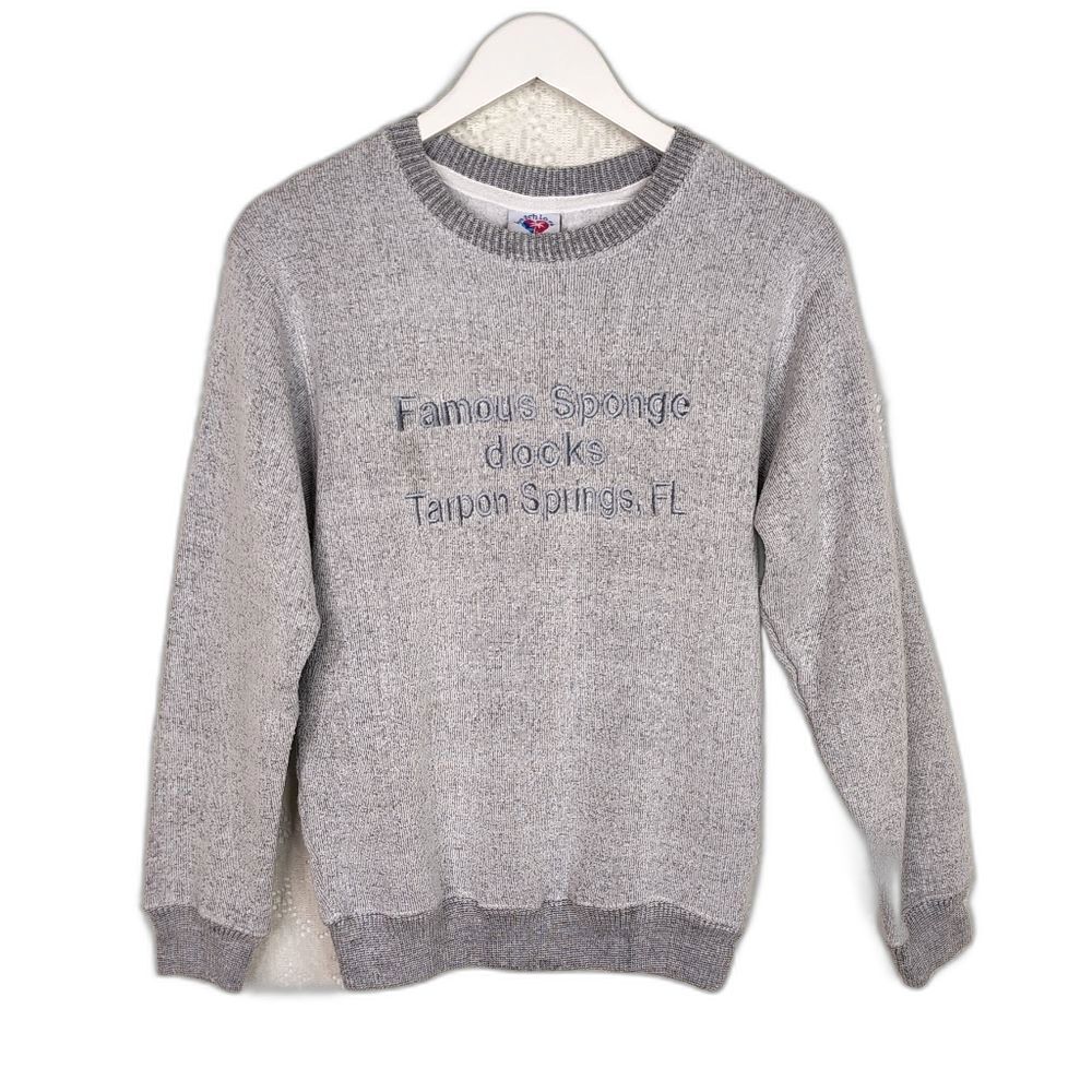 Vintage Beach Love Famous Sponge Docks Tarpon Springs FL Gray Sweatshirt Small